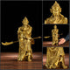 Artisan d'Asie Statues Asiatiques Cuivre Jaune - Taille M - 39.5 cm Statue guerrier Guanyu en cuivre ou cuivre jaune