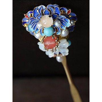 Japanese hair clip in cloisonne