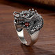 Artisan d'Asie Bagues Bague chevalière tête de dragon en argent 925