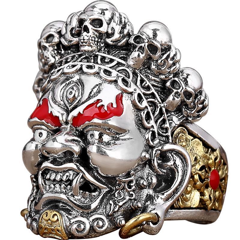 Artisan d'Asie Bagues Bague Mahākāla en argent 925 et cuivre