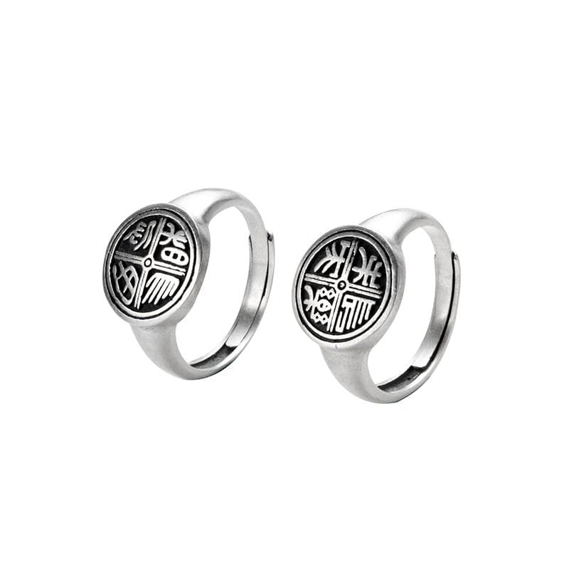 Artisan d'Asie Bagues M (56 à 59 mm) Bagues de couple gravées en argent 990