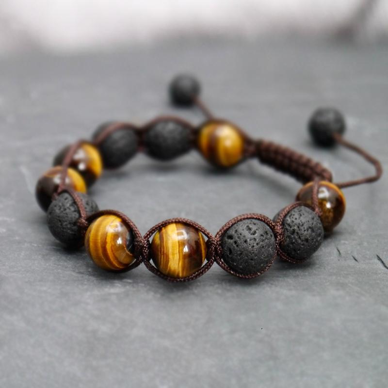 Mala bracelet in tiger eye stone and lava stone (essential oil diffuser)