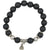 Artisan d'Asie Bracelets Malas Bracelet mala en pierre d'agate noire et argent