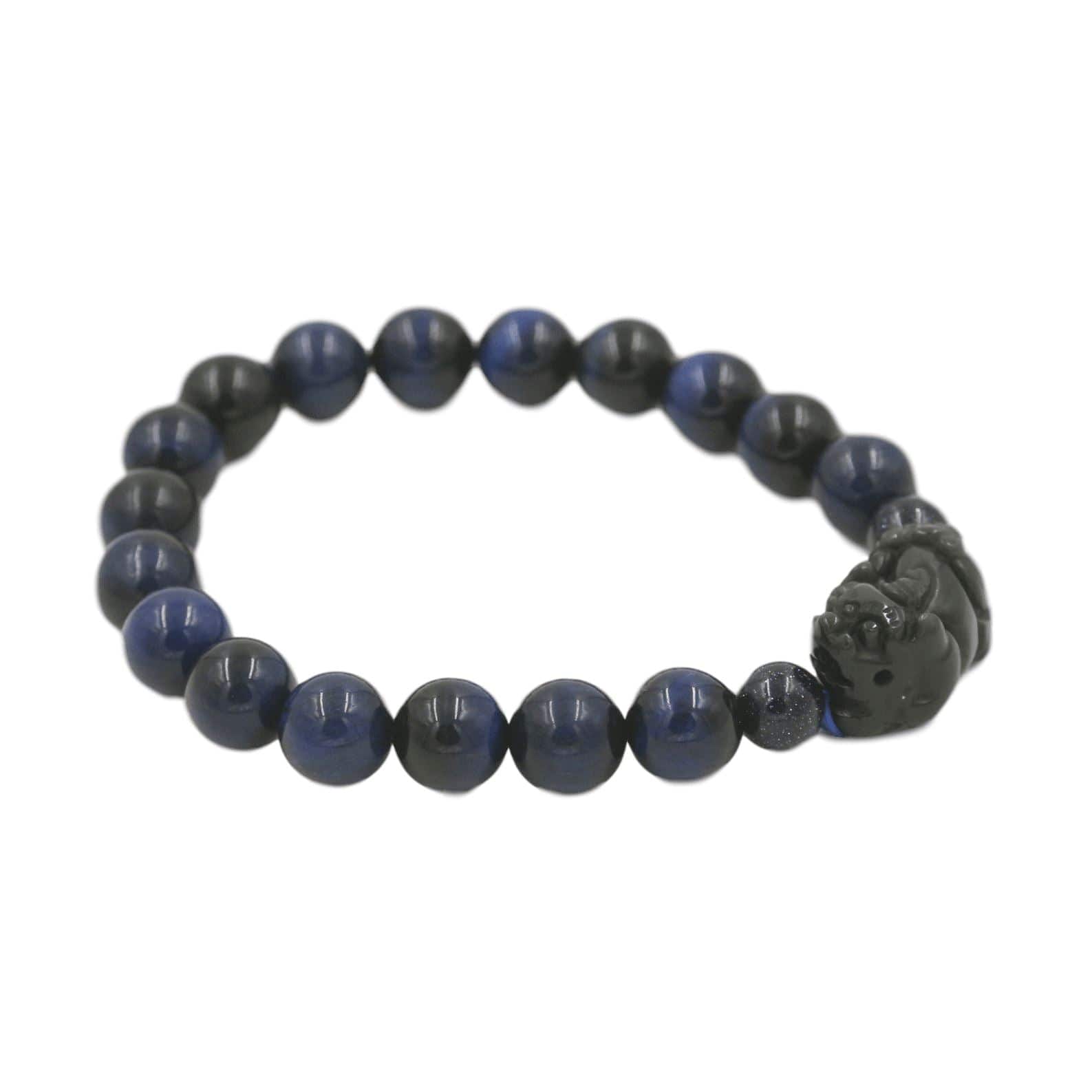 Mala bracelet in blue and obsidian sand stone