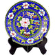 Artisan d'Asie Cloisonné Chinois Bleu / 21cm Assiette chinoise en cloisonné