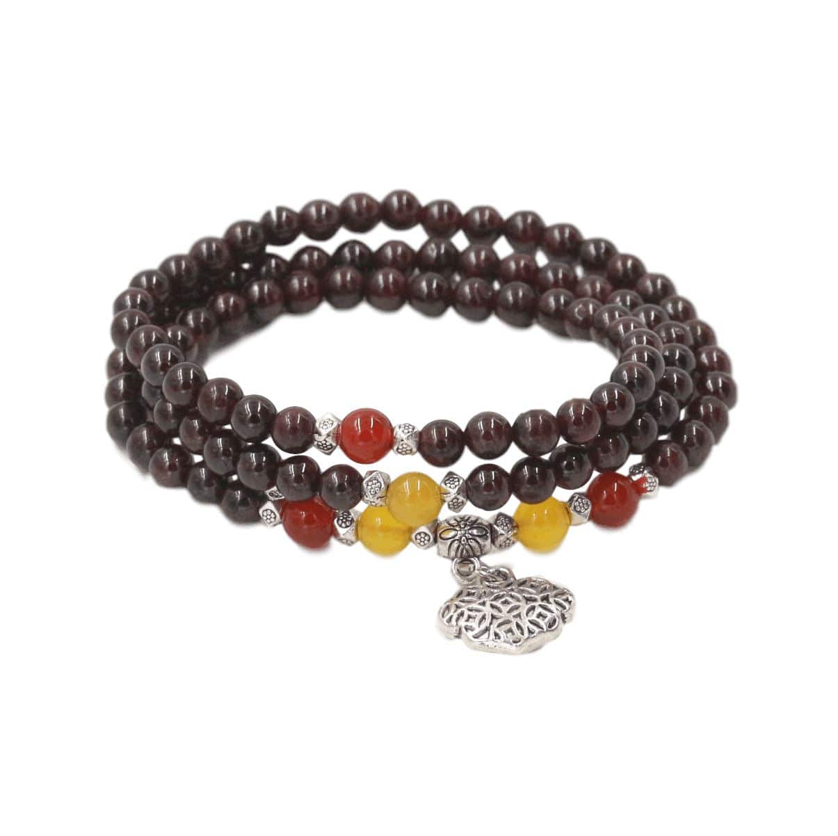 Mala necklace in garnet stone