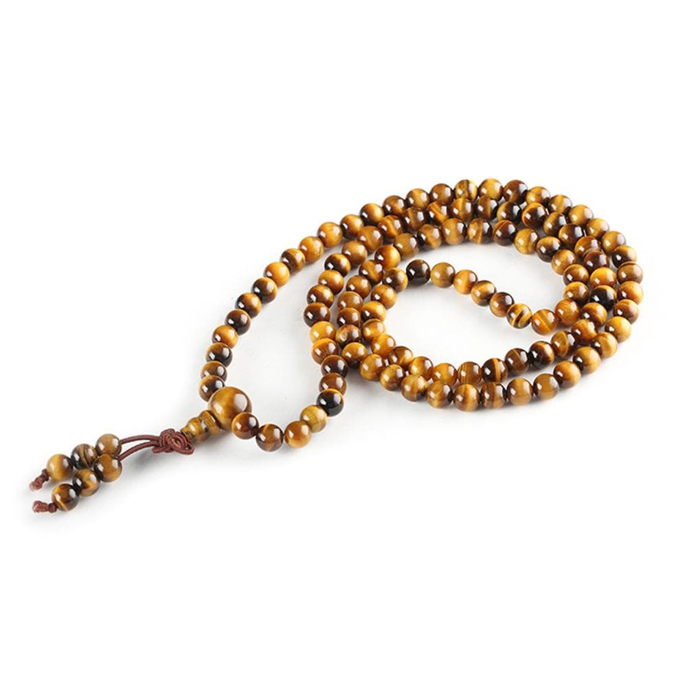 Yellow tiger eye stone mala necklace