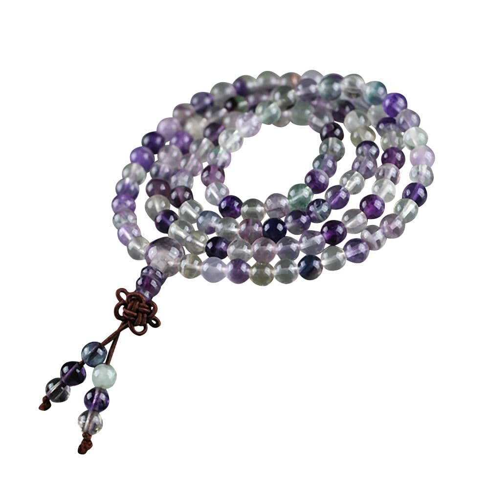 Artisan d'Asie Colliers Malas M (64,8 cm) Collier mala en pierre de fluorite