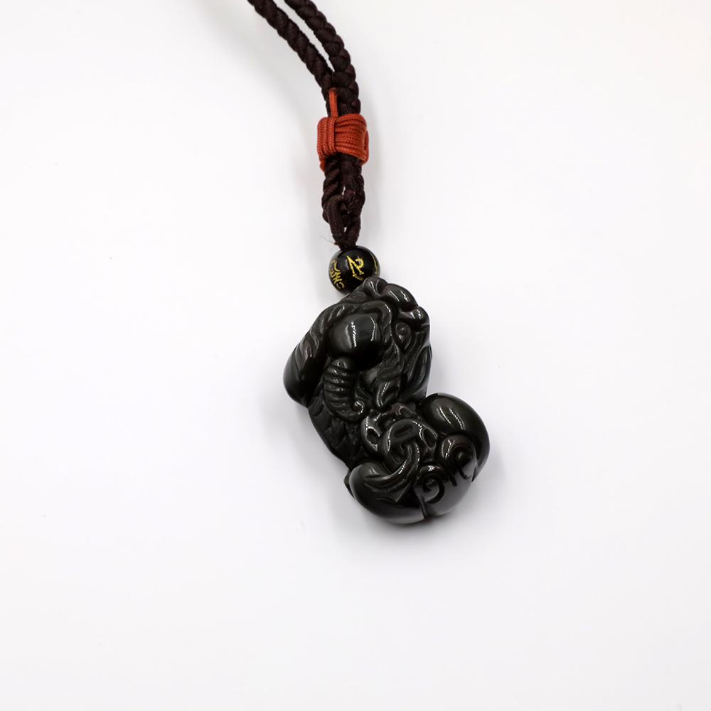 Pendentif Feng Shui Pixiu in Obsidian