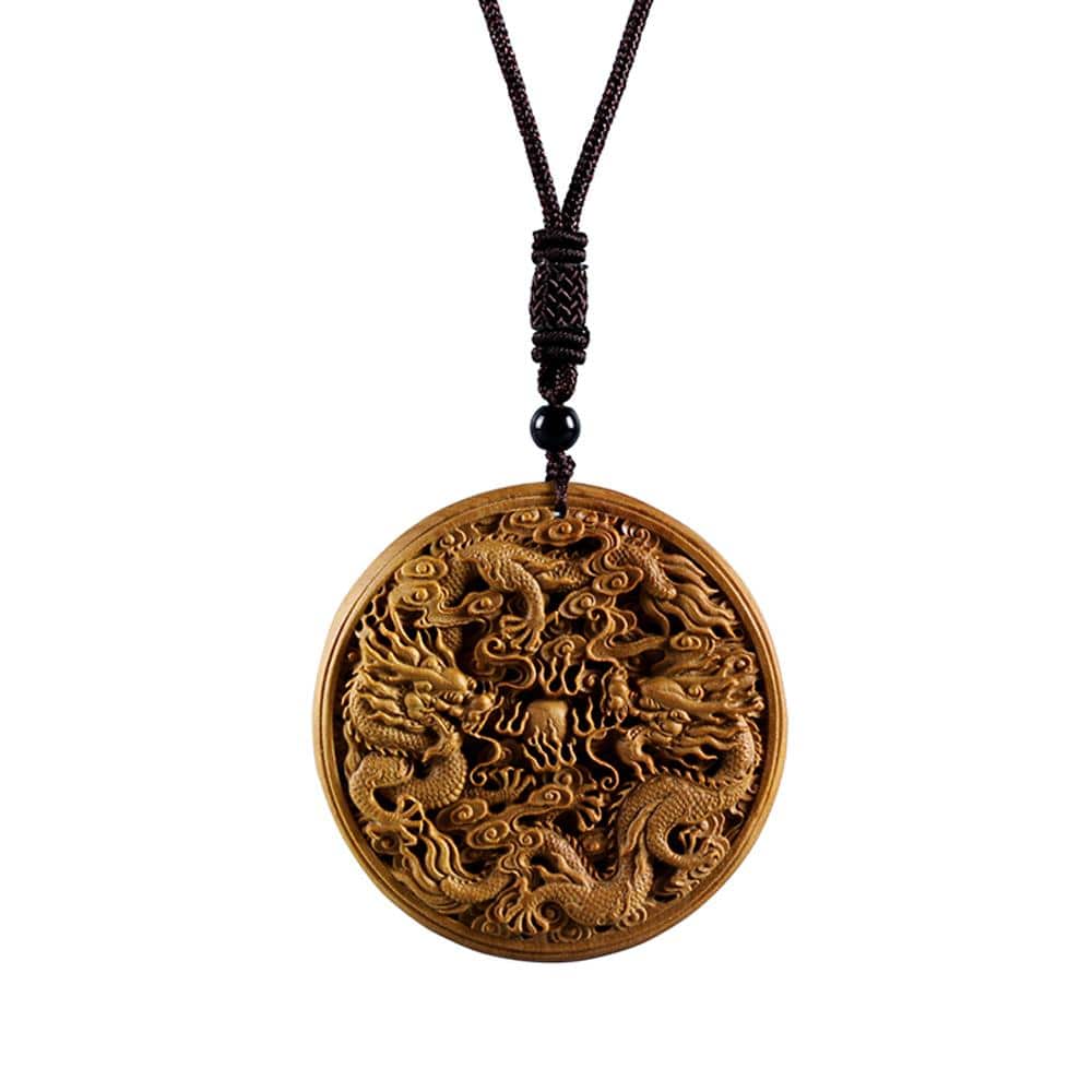 Feng Shui Dragon Pendant in Sandalwood