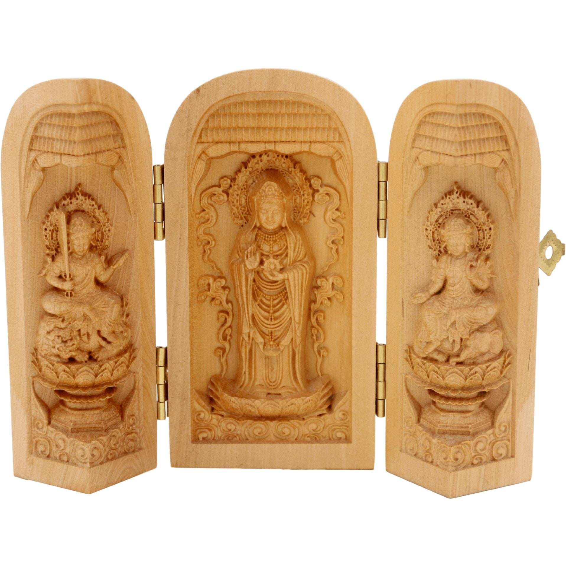 Set of 3 wooden statuettes - Buddha Amitabha - Design 2