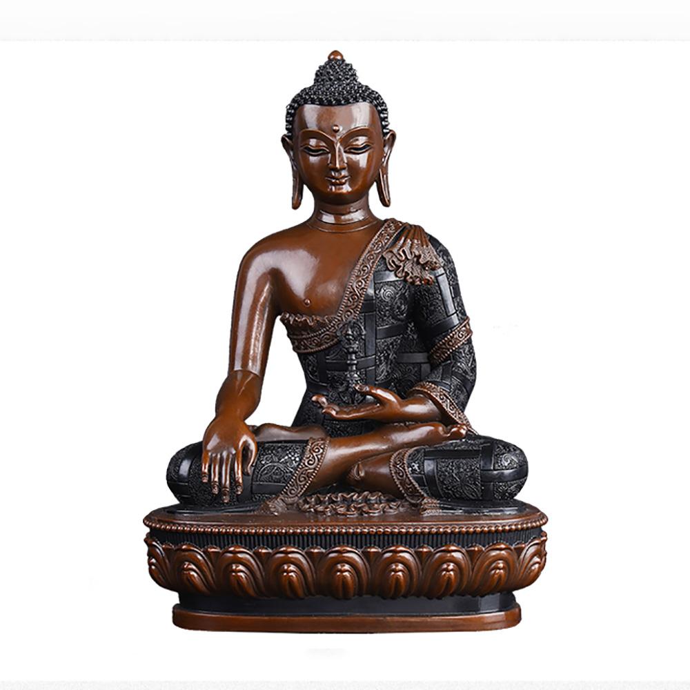 Artisan d'Asie Statues Bouddha M - 21 cm Statue Bouddha Shakyamuni en cuivre