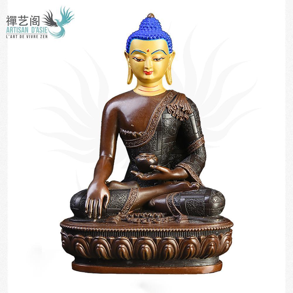 Shakyamuni Buddha statue in copper painted head