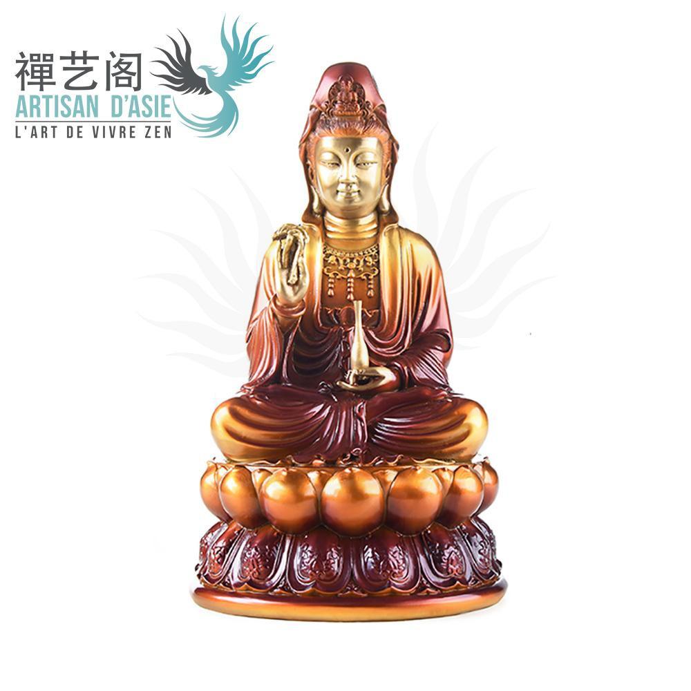 Artisan d'Asie Statues Bouddha S - 20 cm Statue Bodhisattva Guanyin en cuivre