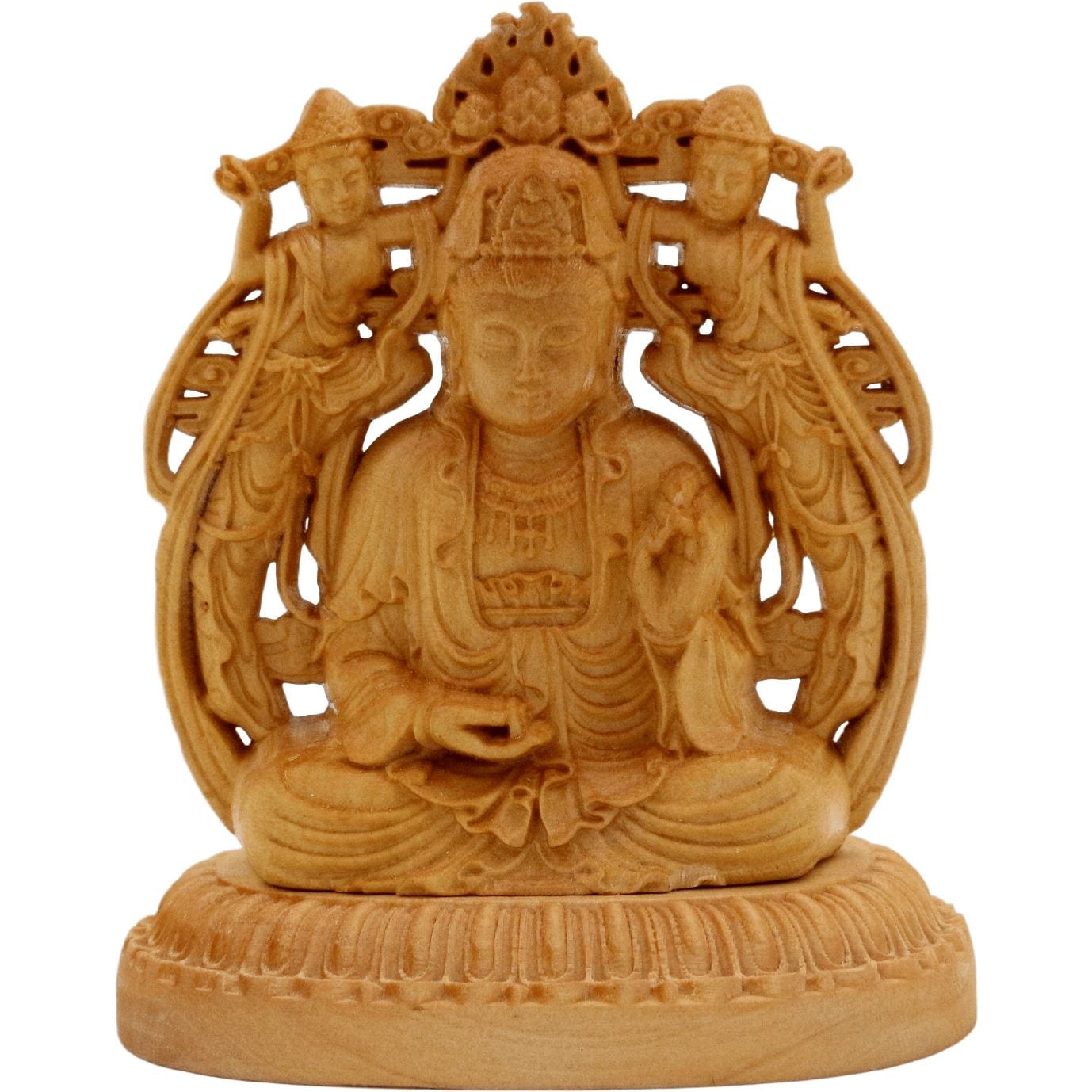 Double-sided Guanyin Bodhisattva statue - Pinewood