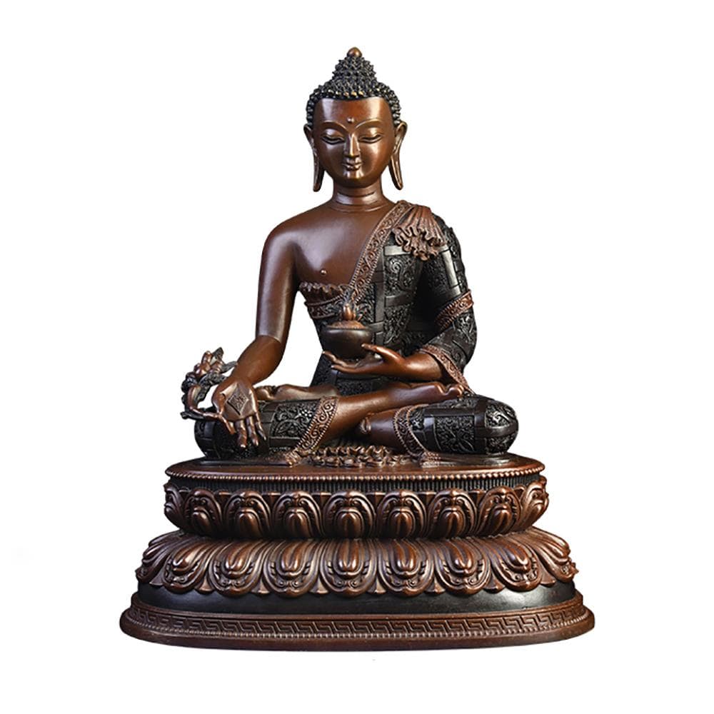 Artisan d'Asie Statues Bouddha XS - 6.5 cm Statue Bouddha de la médecine Bhaisajyaguru en cuivre