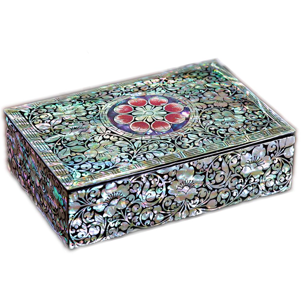 Chinese jewelry box mother-of-pearl and lacquered wood - Artisan d'Asie