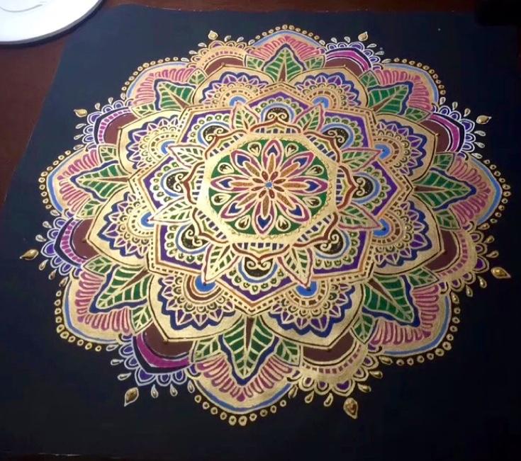 Mandala coloring on cotton - Artisan d'Asie