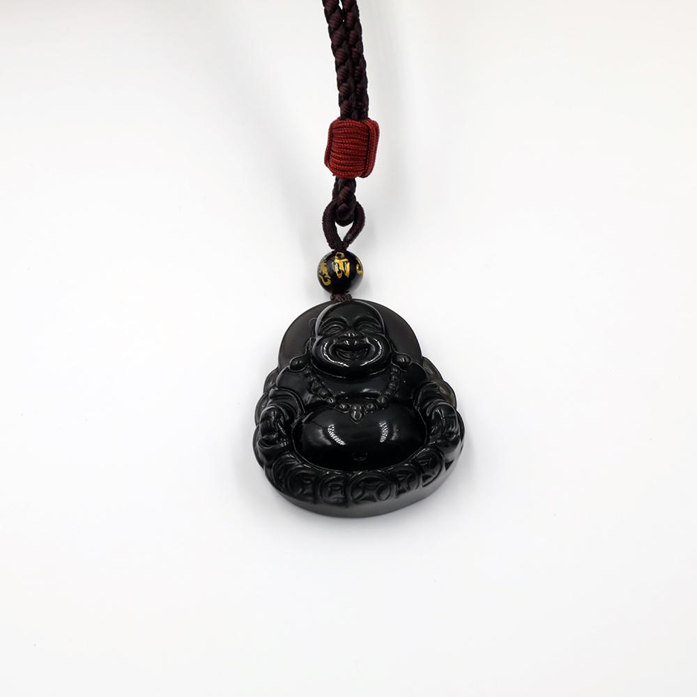 Amulette Bouddha Obsidienne Noire - Top Zen