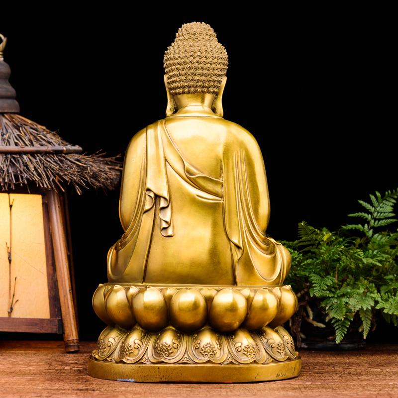 Amitabha Buddha statue in yellow copper